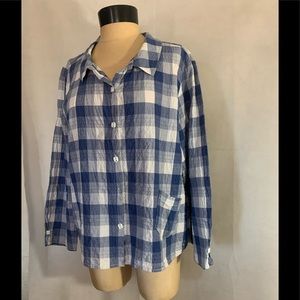 Habitat | Button Up Cotton Spandex Blouse Plaid size XL Buffalo plaid gingham